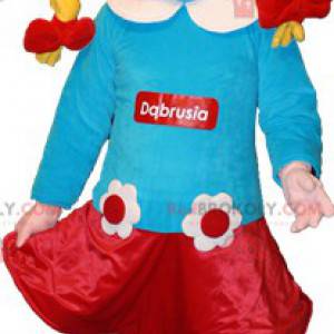 Mascotte ragazza bionda con un vestito fiorito - Redbrokoly.com