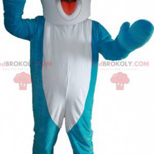 Mascote do golfinho azul e branco. Mascote peixe -