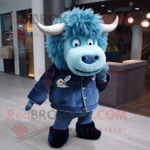 Blauer Yak Maskottchen...