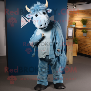 Blauer Yak Maskottchen...