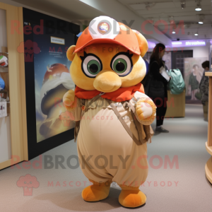 Peach Special Air Service mascot costume character dressed with a Wrap Skirt and Brooches
