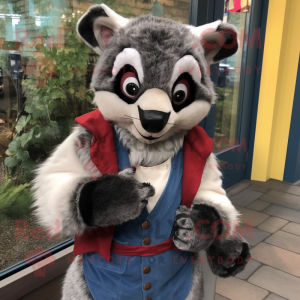 nan Civet mascot costume character dressed with a Waistcoat and Mittens