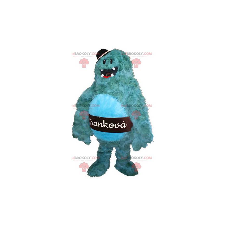 Behåret og sjov blå monster maskot. Yeti maskot - Redbrokoly.com