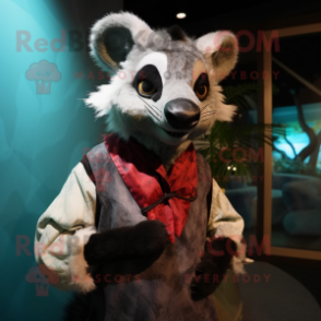 nan Civet mascot costume character dressed with a Waistcoat and Mittens