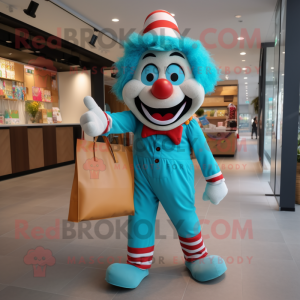 Turkos Clown maskot kostym...