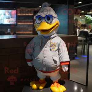 Silver Duck maskot kostume...