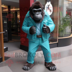 Turkis Gorilla maskot drakt...