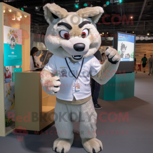 Beige Wolf maskot kostume...