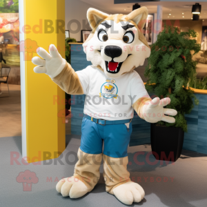 Beige Wolf mascotte kostuum...