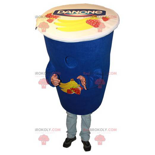 Danone Blue Joghurt Maskottchen. Milch Dessert Maskottchen -