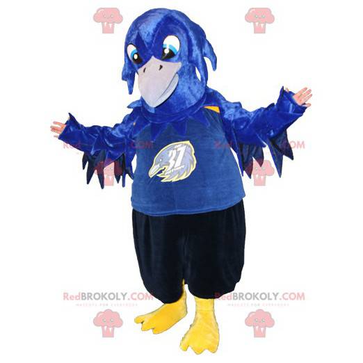 Mascot blue black and yellow bird. Raven mascot - Redbrokoly.com
