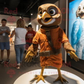 Rust Falcon mascot costume character dressed with a Romper and Watches