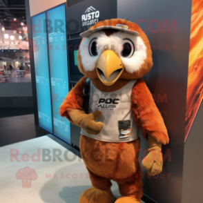 Rust Falcon mascot costume character dressed with a Romper and Watches