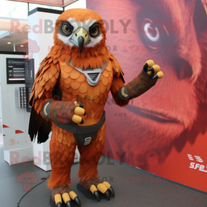 Rust Falcon mascot costume character dressed with a Romper and Watches