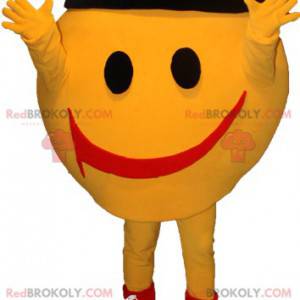 Very smiling yellow snowman mascot. Smiley mascot -