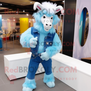 Sky Blue Angora Goat maskot...