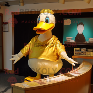 Gold Duck maskot kostume...