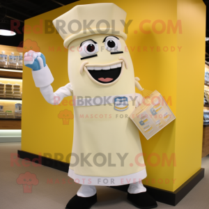 Cream Doctor mascot costume character dressed with a Sheath Dress and Foot pads