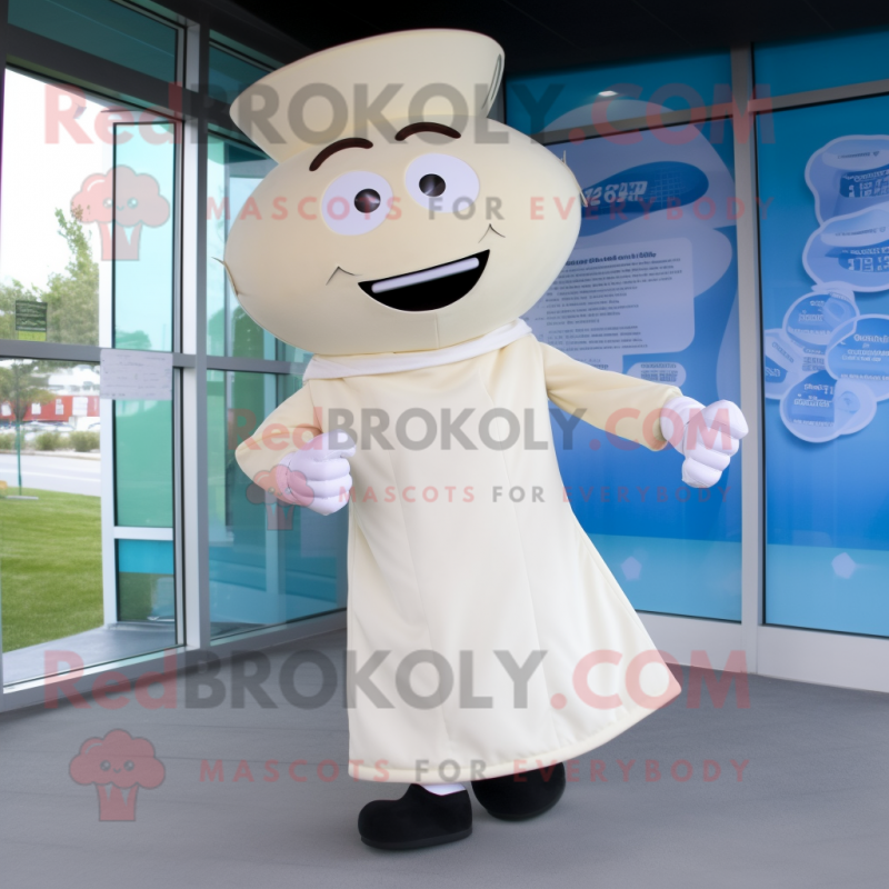 Cream Doctor mascot costume character dressed with a Sheath Dress and Foot pads