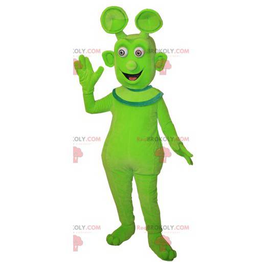 Mascote alienígena verde fofo e sorridente - Redbrokoly.com