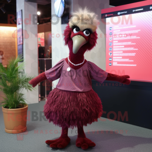 Maroon Emu mascotte kostuum...