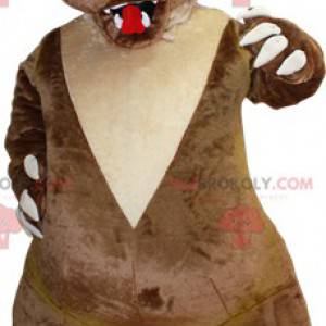 Mascotte d'ours marron et beige à l'air apeuré - Redbrokoly.com