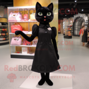 Black Cat mascot costume character dressed with a Sheath Dress and Coin purses