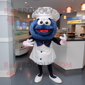 Navy Crab Cakes mascot costume character dressed with a Dress and Cufflinks