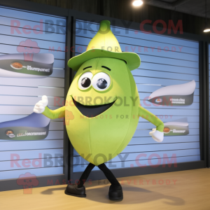 Olive Plate Spinner mascot costume character dressed with a One-Piece Swimsuit and Hat pins