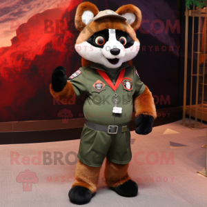 Olive Red Panda mascotte...