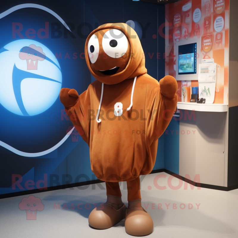 Rust Handball Ball mascot costume character dressed with a Hoodie and Hairpins Rust Handball Ball mascot costume character dressed with a Hoodie and Hairpins