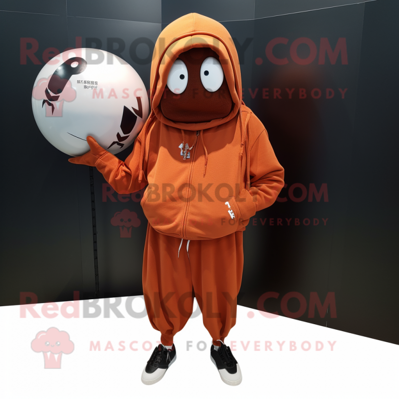 Rust Handball Ball mascot costume character dressed with a Hoodie and Hairpins Rust Handball Ball mascot costume character dressed with a Hoodie and Hairpins