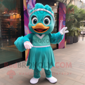 Teal Rainbow mascot costume character dressed with a Blouse and Anklets