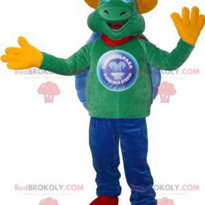 Green and blue turtle mascot with a yellow hat - Redbrokoly.com