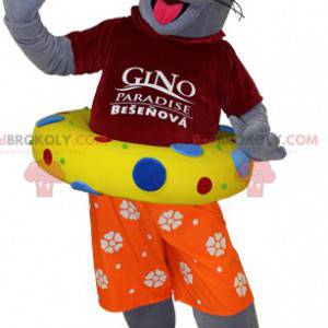 Mascotte d'otarie de loutre grise en tenue de vacancier -