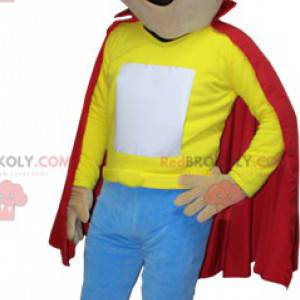 Mascotte de garçon brun avec une cape rouge - Redbrokoly.com