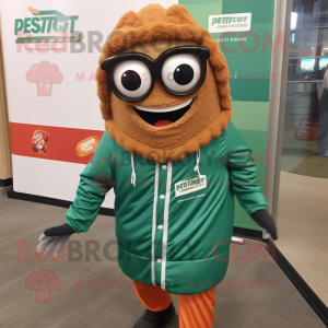 Rust Pesto Pasta mascot costume character dressed with a Windbreaker and Eyeglasses