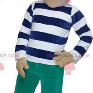 Brown boy mascot with a striped outfit - Redbrokoly.com