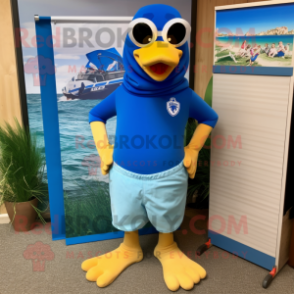 Blue Hens mascot costume character dressed with a Board Shorts and Cufflinks