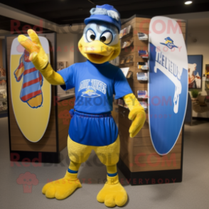 Blue Hens mascot costume character dressed with a Board Shorts and Cufflinks