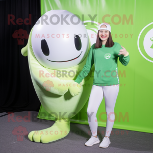 Lime Green Beluga Whale mascot costume character dressed with a Leggings and Keychains