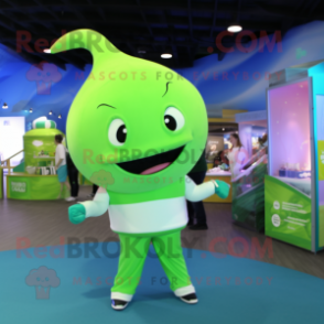 Lime Green Beluga Whale mascot costume character dressed with a Leggings and Keychains