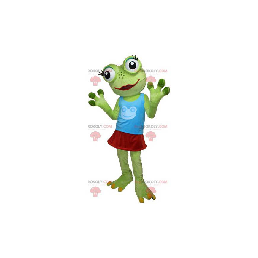 Bardzo zabawna maskotka zielona żaba z dużymi oczami -