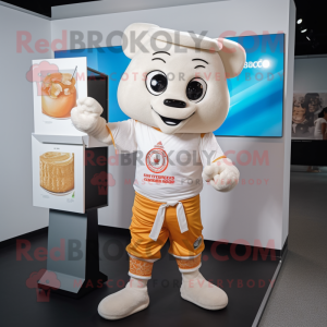 White Pad Thai mascot costume character dressed with a Graphic Tee and Watches