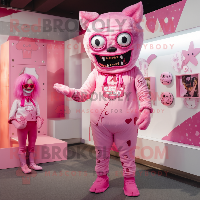 Pink Undead mascot costume character dressed with a Playsuit and Cummerbunds Pink Undead mascot costume character dressed with a Playsuit and Cummerbunds