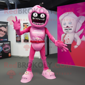 Pink Undead mascot costume character dressed with a Playsuit and Cummerbunds