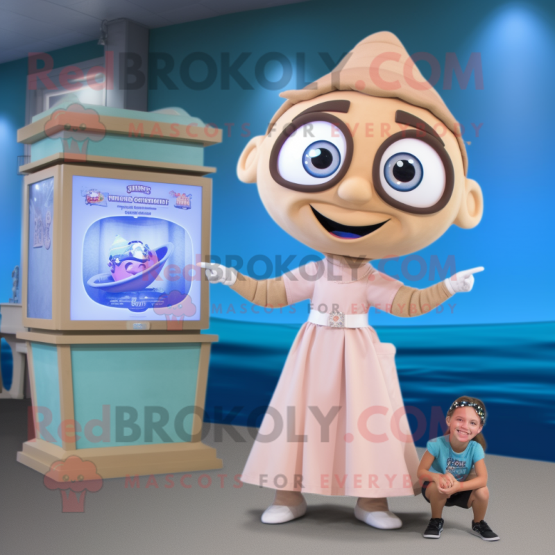 Tan Mermaid mascot costume character dressed with a Dress Shirt and Watches Tan Mermaid mascot costume character dressed with a Dress Shirt and Watches