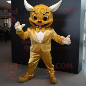 Gold Devil maskot drakt...