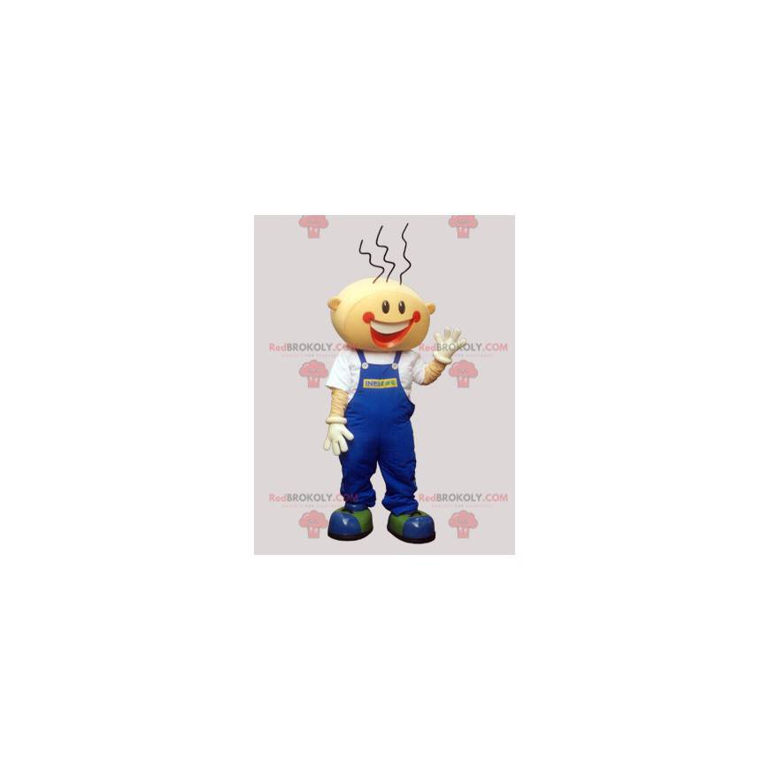 Smiling boy mascot with overalls - Redbrokoly.com