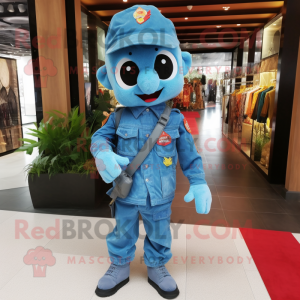 Cyan Army Soldier mascotte...